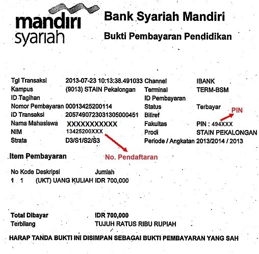 slip reg pmb bener
